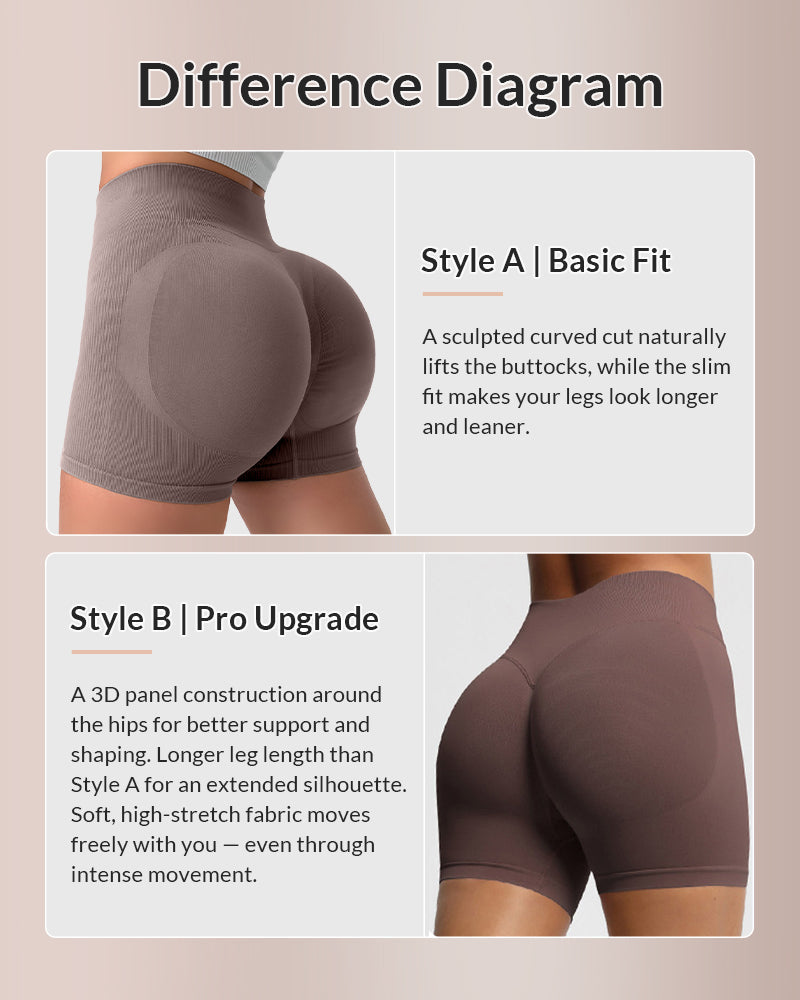 Seamless Ribbed Booty Shorts with Peach Lift Contour