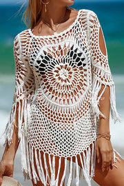 Knit Cutout Cover Up | Crew Neck Beach Cover-Up