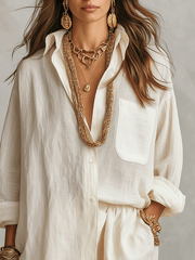 Linen Oversized Shirt and Shorts Set | Bohemian Style