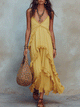 Μάξι φόρεμα Boho Ruffle με ασύμμετρο στρίφωμα
