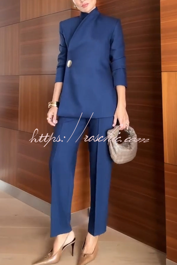 Pantalon droit taille haute avec poches