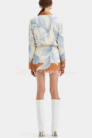 Satin Colorblock Tie-Up Shirt Mini Dress | Long Sleeve