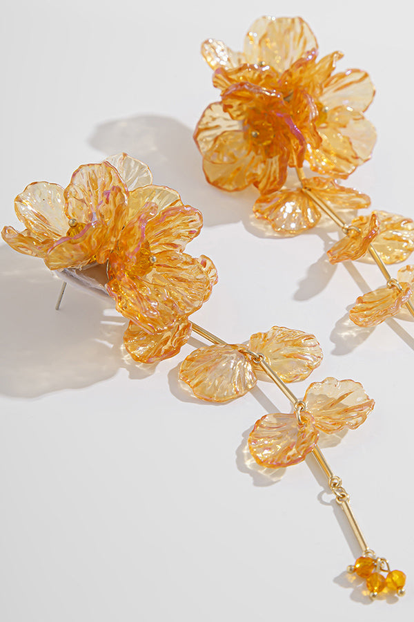 Tassel Floral Pearlescent Mermaid Drop Earrings