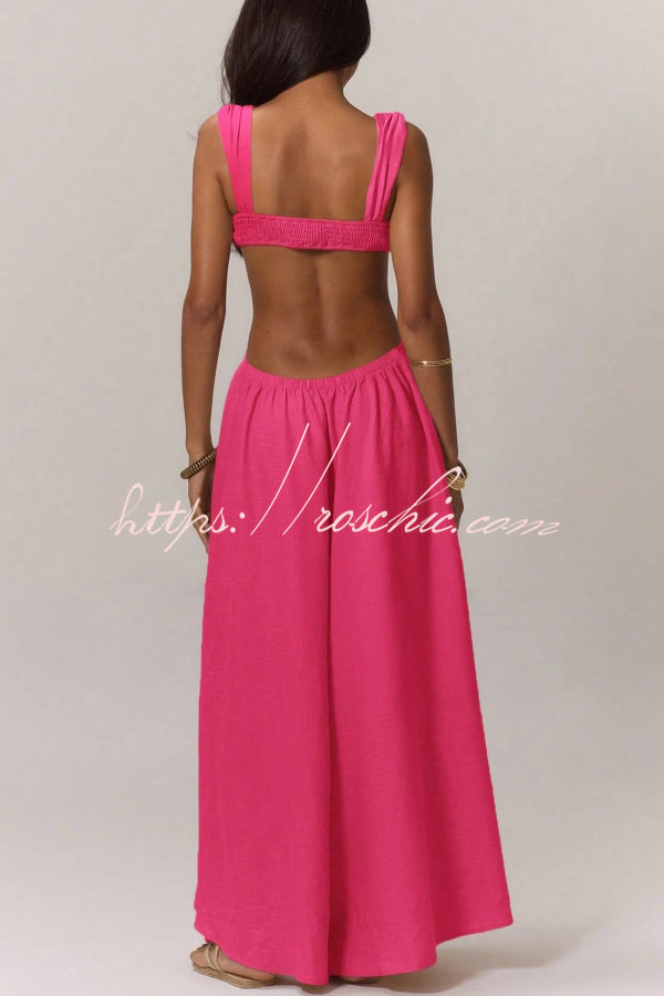 Women's Wide-Leg Jumpsuit – Square Neck Sleeveless Loose Fit