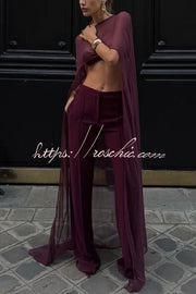 Mesh See-Through Maxi Cover-Up Shawl Cape