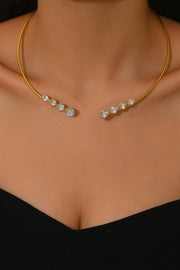Teardrop Zircon Copper Wire Open Necklace