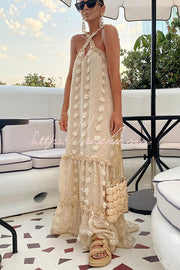 Floral Halter Maxi Dress – Sleeveless Beach Vacation Dress