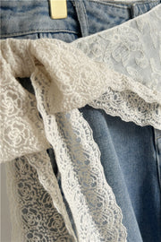 French Lace Triangle Scarf Belt with Long Tie