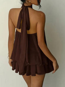 Duniii Halter Tie-Back Mini Dress