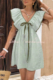 Striped Sleeveless V-Neck Mini Dress – Loose Fit Vacation