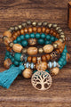 Bracciale multistrato con perline in legno di Boemia