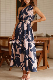 Printed One-Shoulder Maxi Dress – Vacation Casual Style