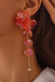 Tassel Floral Pearlescent Mermaid Drop Earrings