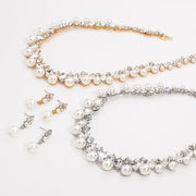 Pearl & Crystal Baroque Necklace and Earrings Jewelry Set