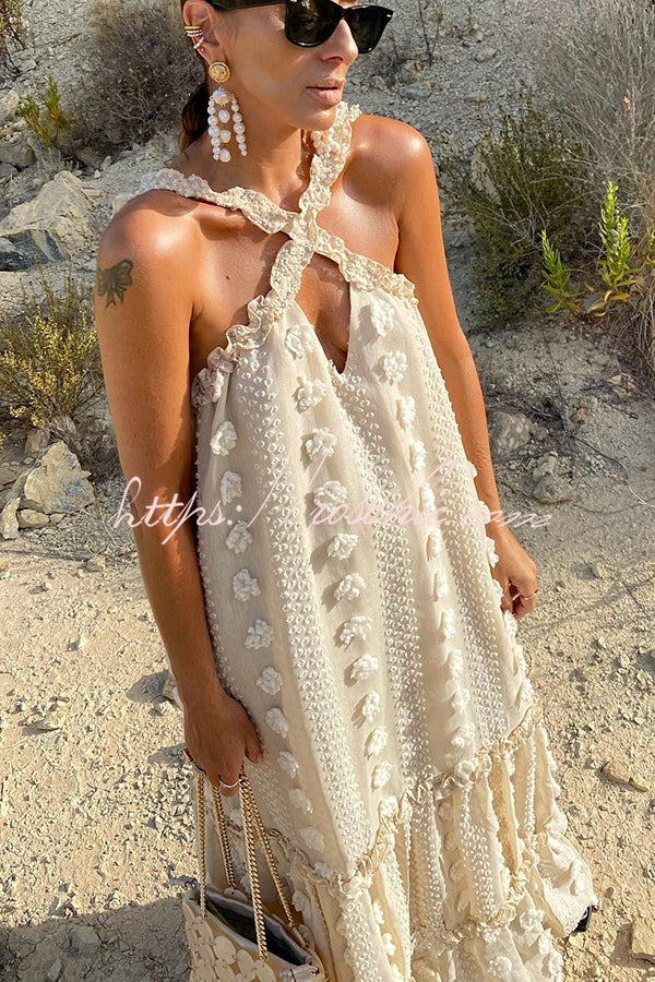 Floral Halter Maxi Dress – Sleeveless Beach Vacation Dress