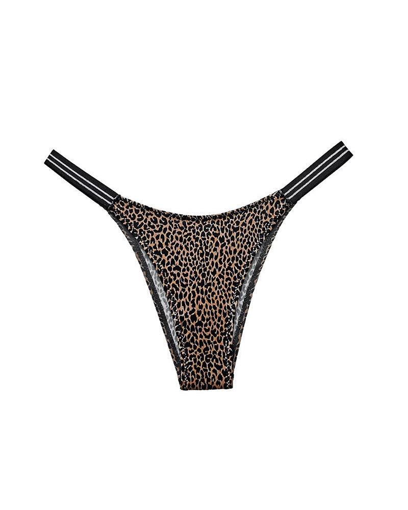 Seamless Leopard Print Thong Panties with Sparkling Side Panels