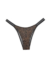 Seamless Leopard Print Thong Panties with Sparkling Side Panels