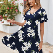 ZEAGOO Women's Summer Dress Casual Swing Floral Ruffle Short Sleeve Sundresses Beach Mini A-line Shift Dress with Pockets summerwins