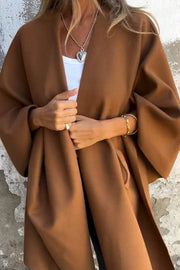 Women's Loose V-Neck Shawl Cape Jacket – Casual Long Sleeve
