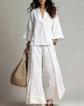 Bohemian Linen Tunic & Palazzo Pants Set