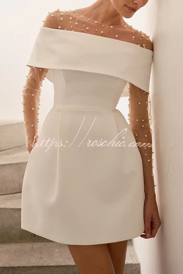 Off-the-Shoulder Mini Dress with Pockets & Removable Belt