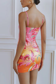 Sequin Printed Spaghetti Strap Slim-Fit Mini Dress