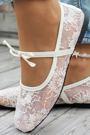 Sequined Embroidered Square-Toe Flat Shoes