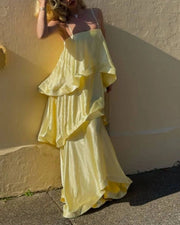 Three-Layer Ruffle Maxi Dress