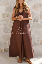 Sleeveless Loose Maxi Dress for Vacation & Casual Wear