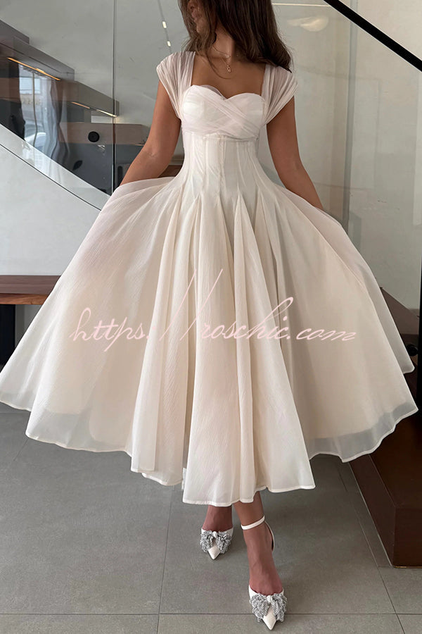 Sleeveless Square-Neck Tulle Maxi Dress for Parties