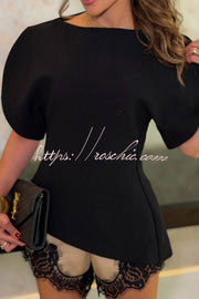 Puff Sleeve Asymmetrical Top | Loose Fit Vacation Blouse