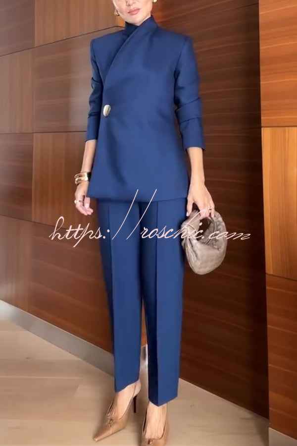 Pantalon droit taille haute avec poches