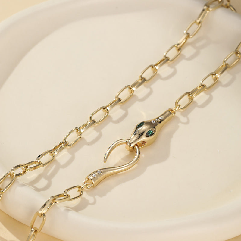 Vintage Ouroboros Rhinestone Necklace in Alloy Metal