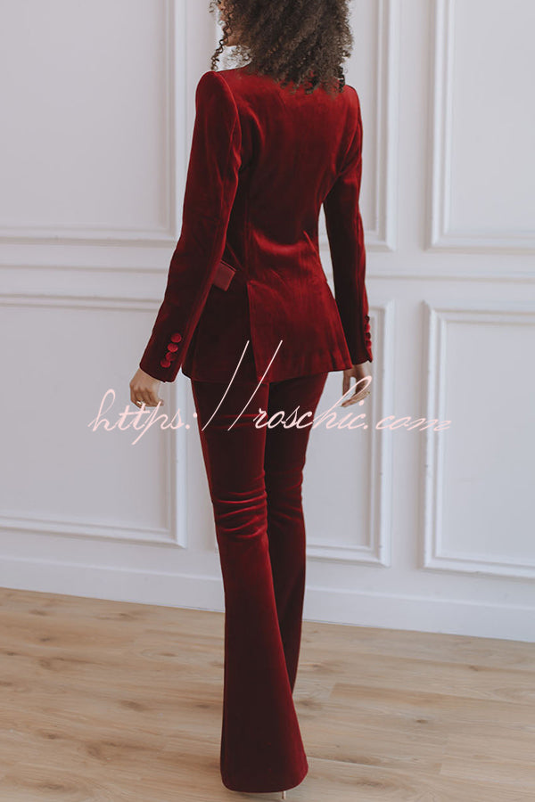 Velvet High Rise Flare Pants with Elastic Waist