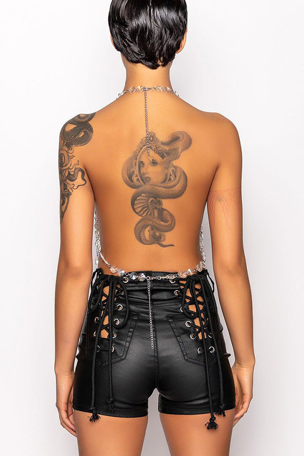 Crystal Embellished Halter Vest Top | Party Sleeveless