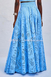 Embroidered Lace High-Rise Maxi Skirt with Pockets
