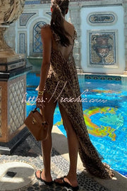 Leopard Print Tie-Up Top & Shorts Set – Vacation Two-Piece