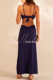 Metal Shell Strap Bikini & Cover-Up Dress Three-Piece Set