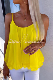 Ruffle Hem Flowy Cami Top – Loose Fit Sleeveless