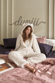 Women's Teddy Bear Hooded Plush Pajama Jumpsuit