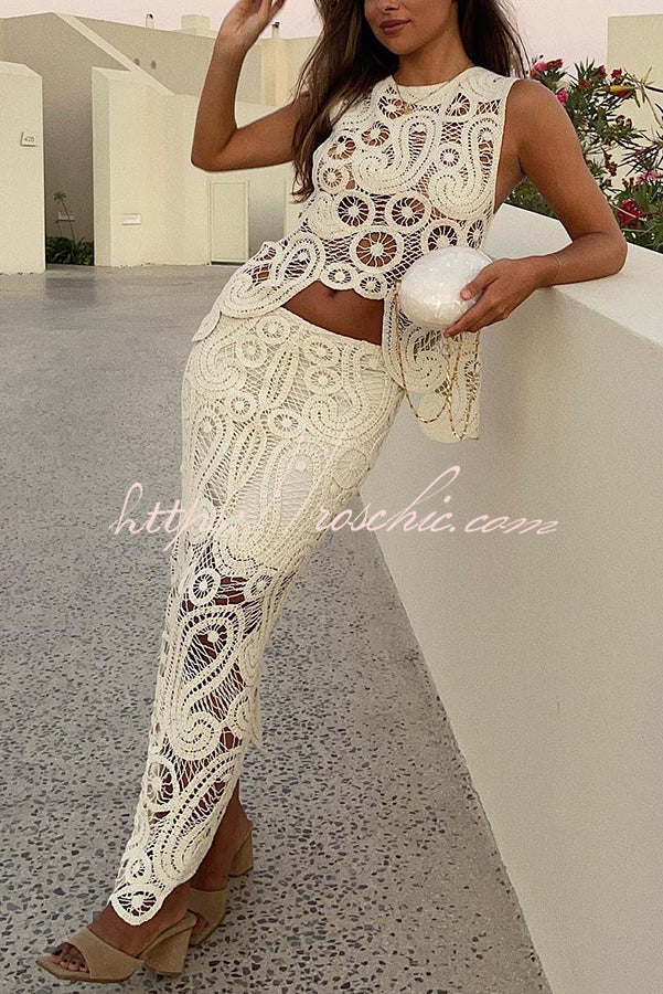 Crochet Lace Tank Top with Irregular Hem | Loose Boho Fit