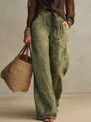 Sheer Chiffon Two-Piece Pants Set in Coastal Olive