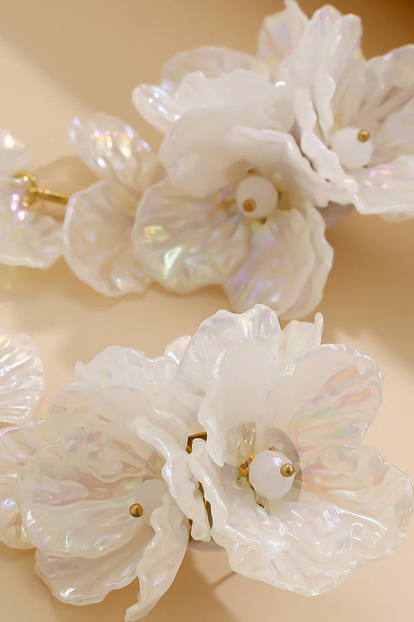 Tassel Floral Pearlescent Mermaid Drop Earrings