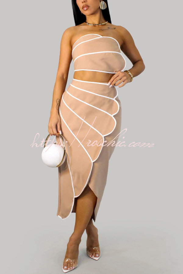Spaghetti Strap Crop Top & Asymmetrical Midi Skirt Set