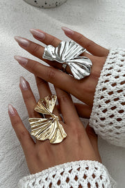 Ginkgo Leaf Shape Alloy Ring in Gold & Silver