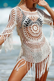 Knit Cutout Cover Up | Crew Neck Beach Cover-Up