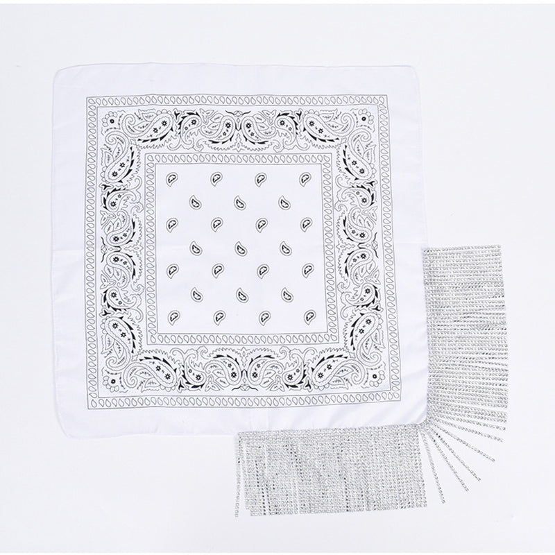 Retro Diamond Tassel Square Scarf – Polyester Accessory
