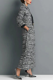 Women's Long Sleeve Lapel Jacket & Wide-Leg Pants Set
