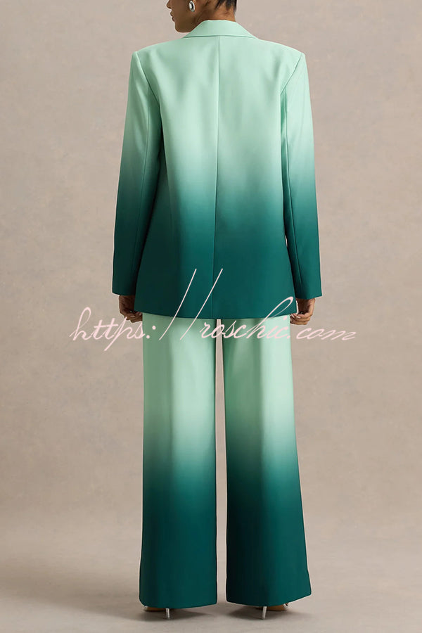 Ombre Satin Lapel Blazer – Single Button Loose Fit