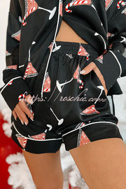 New Year's Eve Martini Print Pajama Shorts Set